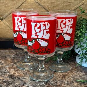 Tabasco Red and White Glass Goblets Set